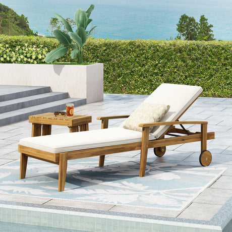 Acacia Wood Adjustable Reclining Chaise Lounge - Omega Lifestyles