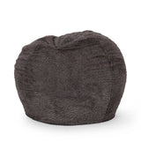 Rounded Faux Fur Foam Filled 3-Foot Bean Bag Chair Brown Beige - Omega Lifestyles
