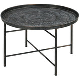 Pewter Metal 24-Inch Round Coffee Table - Omega Lifestyles