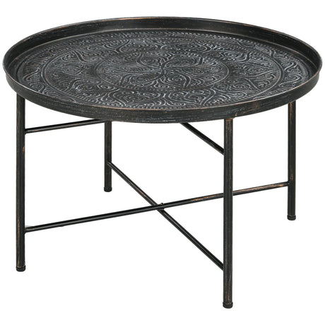 Pewter Metal 24-Inch Round Coffee Table - Omega Lifestyles
