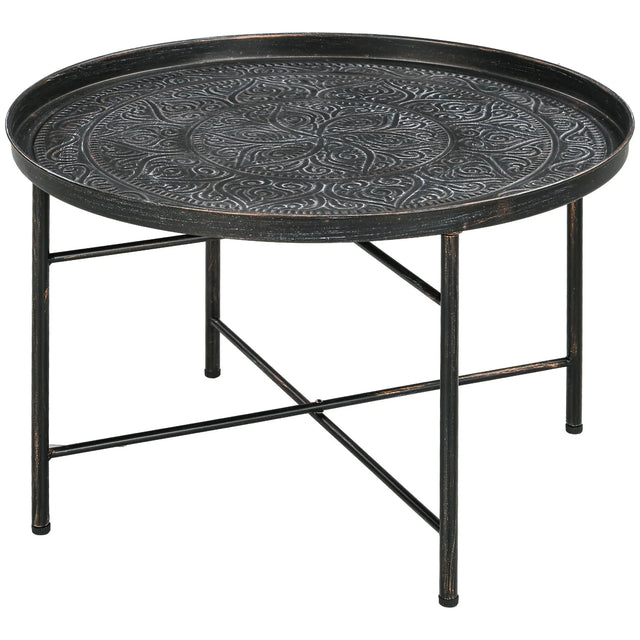 Pewter Metal 24-Inch Round Coffee Table - Omega Lifestyles
