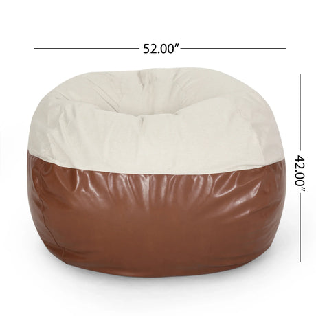 Faux Leather Foam Filled Rounded Maxi Bean Bag Chair - Omega Lifestyles