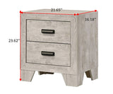 Transitional Whitewashed Wood 2-Drawer Bedside Cabinet - Omega Lifestyles