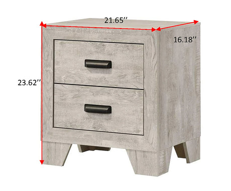 Transitional Whitewashed Wood 2-Drawer Bedside Cabinet - Omega Lifestyles