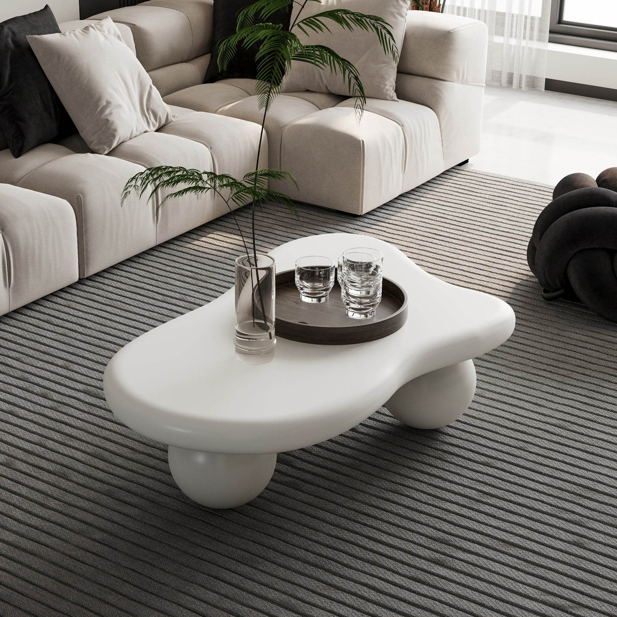 Modern 40-Inch Cloud Shaped Lacquered Coffee Table - Sleep Galleria