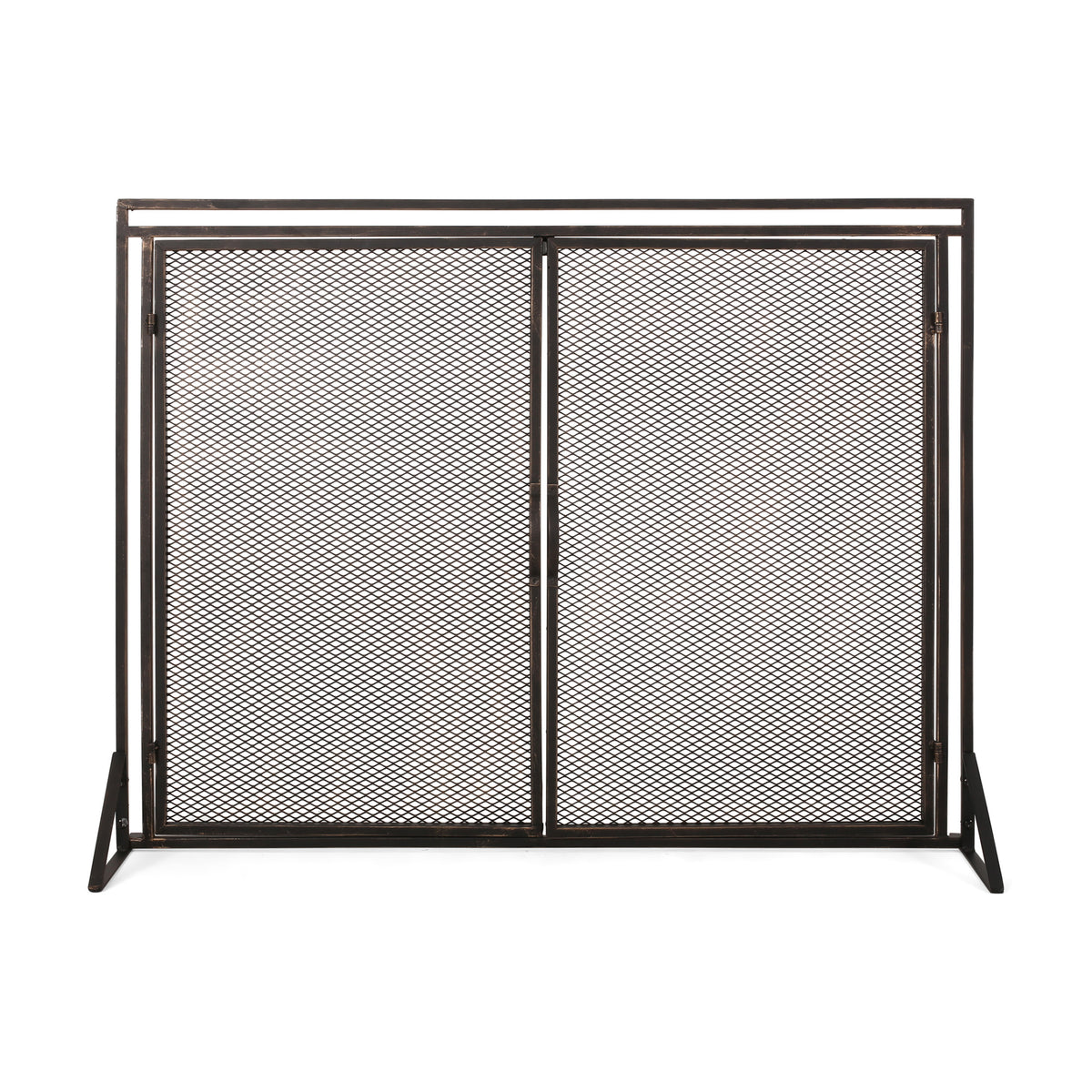 Modern Iron Fireplace Screen With Matte Black Finish