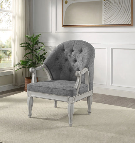 Gray Fabric Upholstered Wooden Seating Chair - Omega Lifestyles