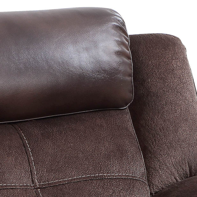 Manual Recliner Console Two-Tone Faux Leather Seating - Omega Lifestyles
