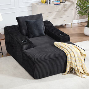 Oversized Corduroy Fabric Twin Sleeper Chaise Lounge Chair - Omega Lifestyles