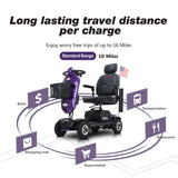 Outdoor Compact Purple Mobility Scooter With USB Charger Port - Omega Lifestyles