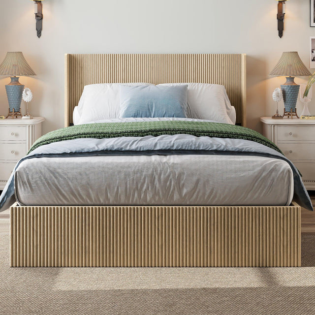 Queen Oak Storage Bed Frame With Gas Lift Mechanism - Omega Lifestyles