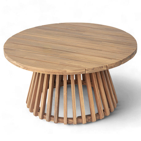 Acacia Wood Round Patio Coffee Table - Omega Lifestyles