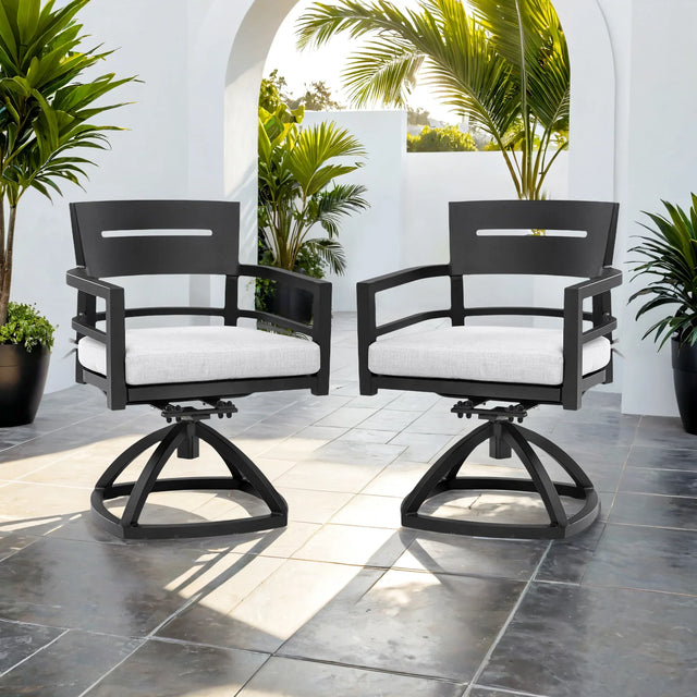 2-Piece Outdoor Aluminum Swivel Rocker Chairs With Cushions - Omega Lifestyles