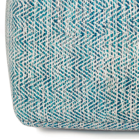 Teal Mélange Fabric Square Pouf Ottoman - Omega Lifestyles
