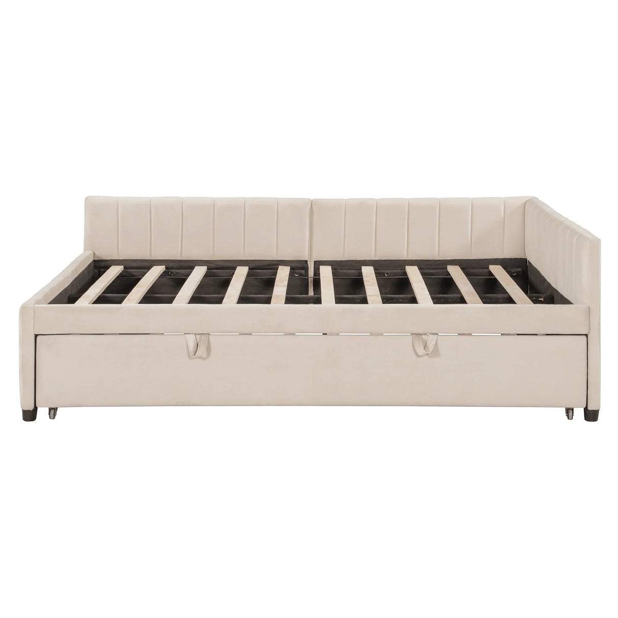 Full Upholstered L-Shaped Daybed With Twin Trundle - Omega Lifestyles