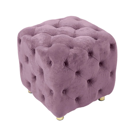 Purple Velvet Storage Ottoman Footstool With High-Density Foam - Omega Lifestyles