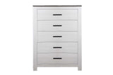 Modern White Five-Drawer Chest With Bar Handles