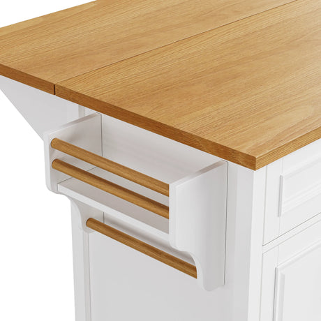 Classic Vintage Embossed White Kitchen Island On Wheels - Omega Lifestyles
