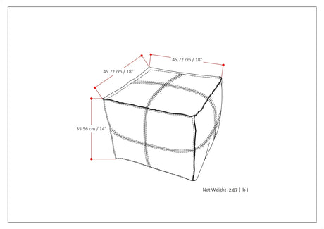 Distressed Black Vegan Faux Leather Square Pouf - Omega Lifestyles