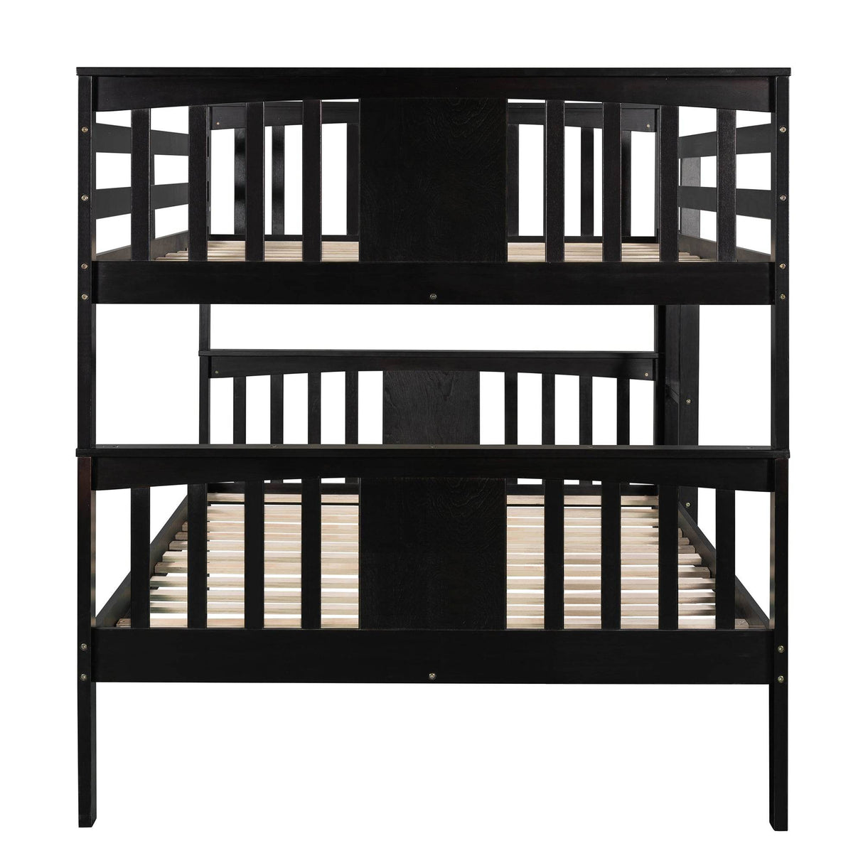 Full Over Full Solid Wood Espresso Bunk Bed - Omega Lifestyles