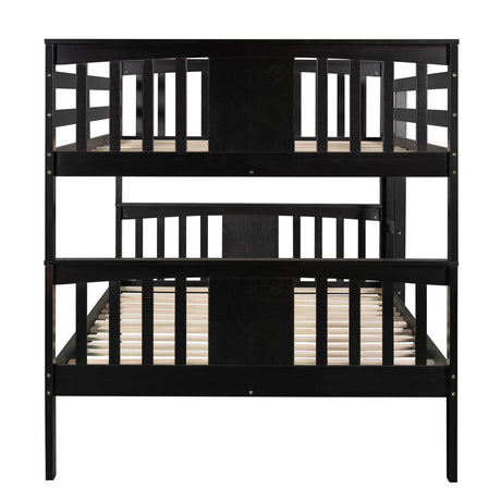 Full Over Full Solid Wood Espresso Bunk Bed - Omega Lifestyles