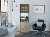 Light Oak 71-Inch Bar Cabinet With Wine Glass Rack - Omega Lifestyles