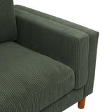 Dark Green Corduroy Upholstered Square Arm 3-Seat Sofa - Omega Lifestyles