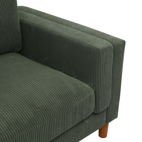 Dark Green Corduroy Upholstered Square Arm 3-Seat Sofa - Omega Lifestyles