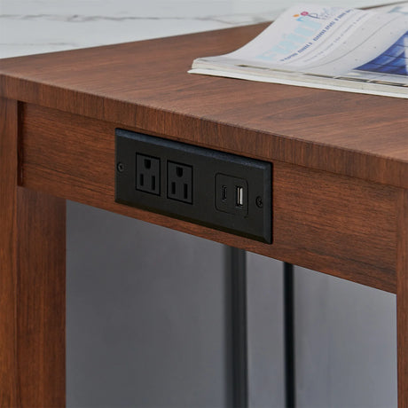 4-Piece Cherry Wood Bar Table Set With Power Outlets - Omega Lifestyles