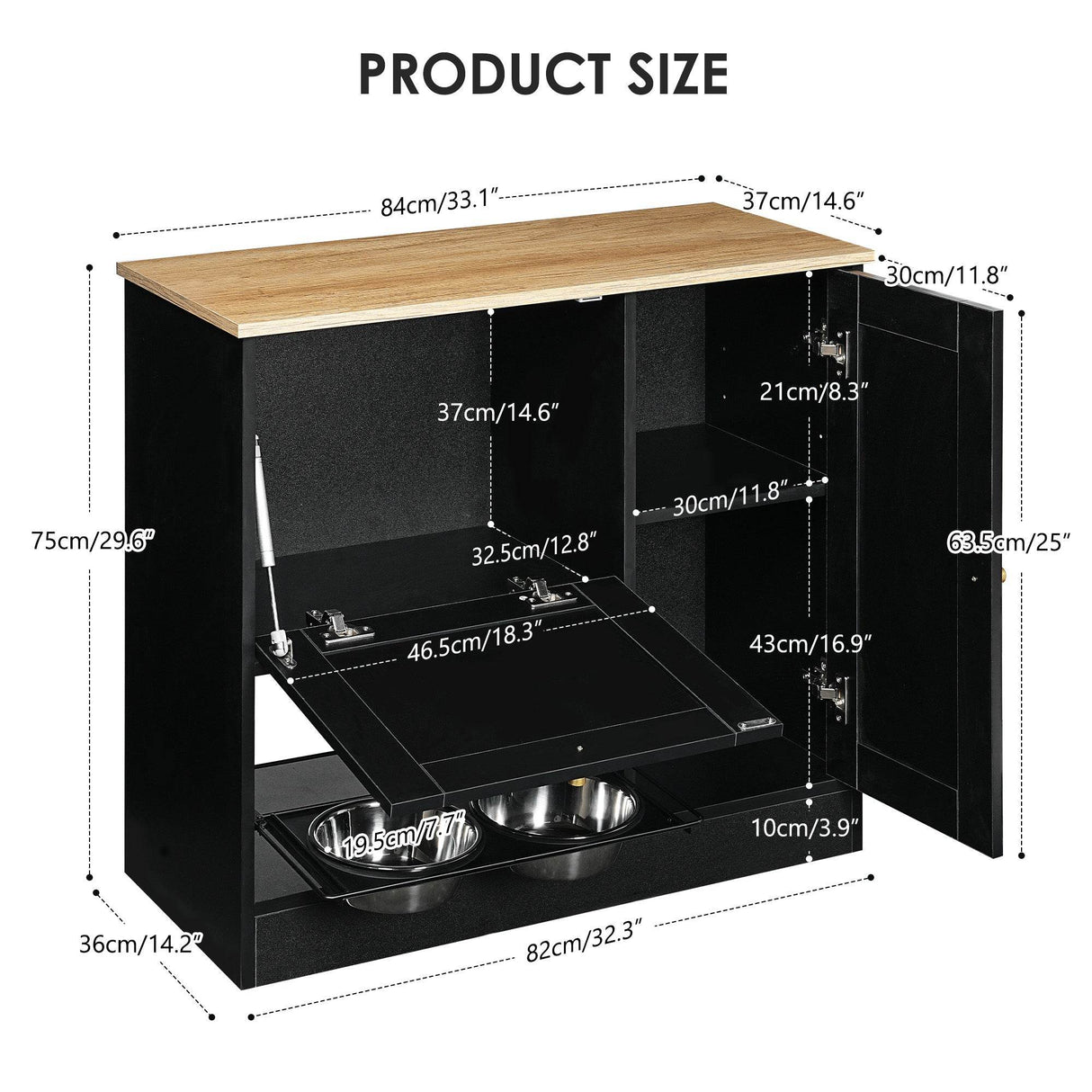 Pet Feeding Station With 2 Elevated Bowls And Storage - Sleep Galleria
