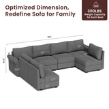 7-Seat Modular U-Shaped Sectional Sofa With Storage - Omega Lifestyles