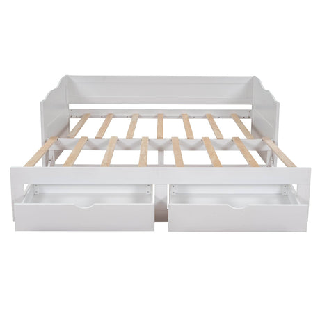 Solid Wood Extendable Twin Daybed With Trundle And Storage Drawers - Omega Lifestyles
