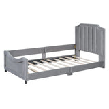 Twin Upholstered Velvet Daybed With Classic Stripe Headboard - Omega Lifestyles