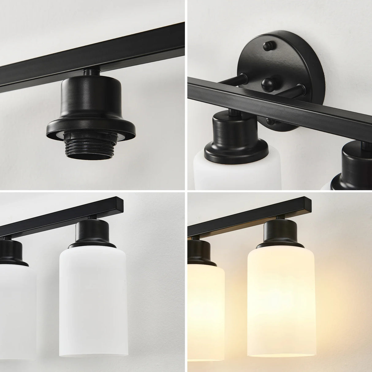 Matte Black Glass Shade 6-Light Wall Sconce Lighting - Omega Lifestyles