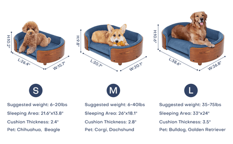 Scandinavian Style Solid Wood Elevated Pet Bed With Velvet Cushion - Sleep Galleria