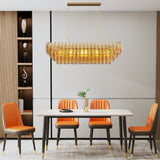 54-Inch Gold Smoke Glass 12-Light Modern Chandelier - Omega Lifestyles