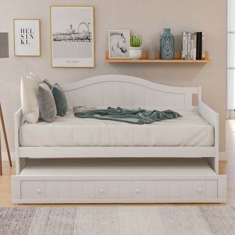 Twin White Solid Wood Cottage Style Daybed With Trundle - Omega Lifestyles