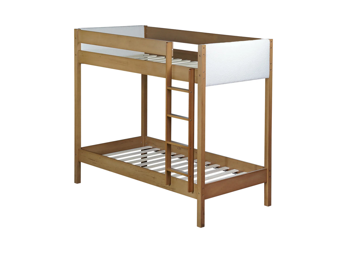 Twin Over Twin Rubber Wood Teddy Fleece Upholstered Bunk Bed - Omega Lifestyles