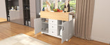 Folding Kitchen Island Cart With Power Outlet and Storage - Omega Lifestyles