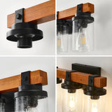 3-Light Matte Black Wooden Glass Shade Wall Lamp - Omega Lifestyles