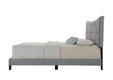 Gray Fabric Queen Bed Frame With Tufted Headboard - Omega Lifestyles