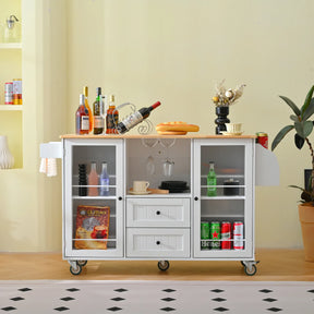 Rolling Kitchen Island Storage Cart With Drawers Cabinet - Omega Lifestyles