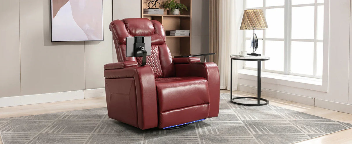 Power Recliner Chair PU Leather With USB Tray Table - Omega Lifestyles