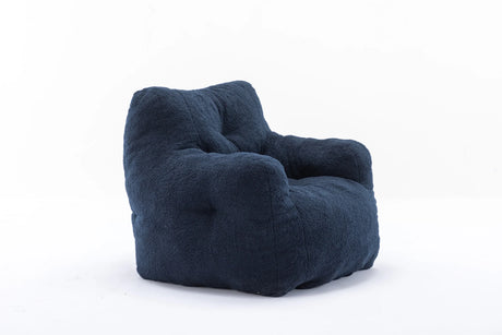 Soft Teddy Fabric Tufted Foam Bean Bag Chair Dark Blue - Omega Lifestyles
