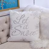 Let It Snow Embroidered Cotton Throw Pillow 20x20 Inch - Omega Lifestyles