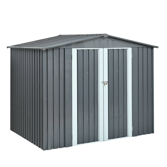 Heavy-Duty Galvanized Steel 6x8ft Outdoor Storage Shed - Omega Lifestyles