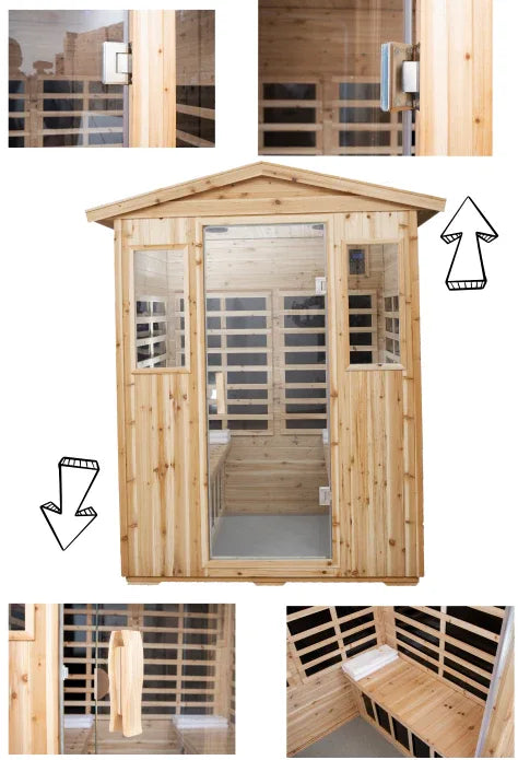 Four Person Old Fir Far-Infrared Outdoor Sauna Room - Omega Lifestyles