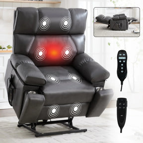Medium-Firm Faux Leather Power Lift Massage Recliner Chair - Omega Lifestyles