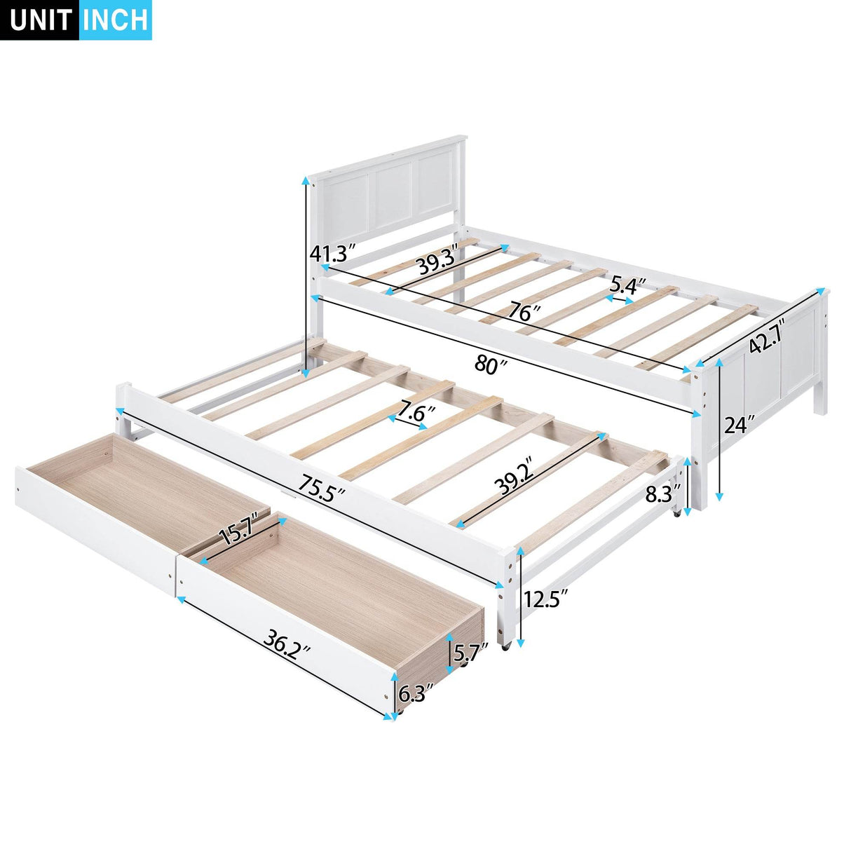 Twin Platform Bed With Trundle And Storage Drawers - Omega Lifestyles