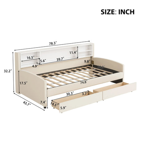 Twin Velvet Upholstered Platform Bed With Storage Drawers - Omega Lifestyles